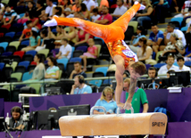 İdman gimnastikası üzrə fərdi çoxnövçülük yarışlarında ölkəmizi kişilər arasında Oleq Stepko təmsil edir. Bakı, Azərbaycan, 18 iyun 2015